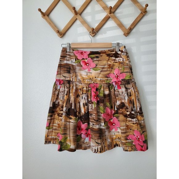 Spiegel Dresses & Skirts - Vintage Spiegel drop waist abstract flower street scene knee length skirt 8